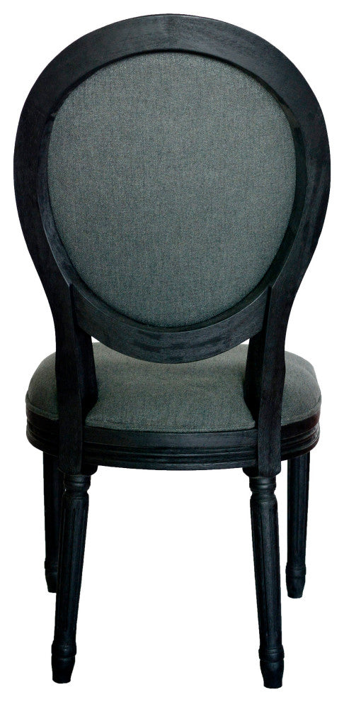 GDF Studio Babbs Traditional Fabric Dining Chairs, Set of 2, Dark Gray/Black