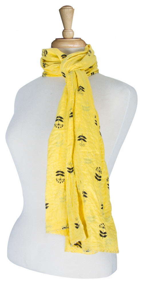 Taj Hotel Home Decor Kantha Cotton Scarve, 1-Piece, 18"x72"