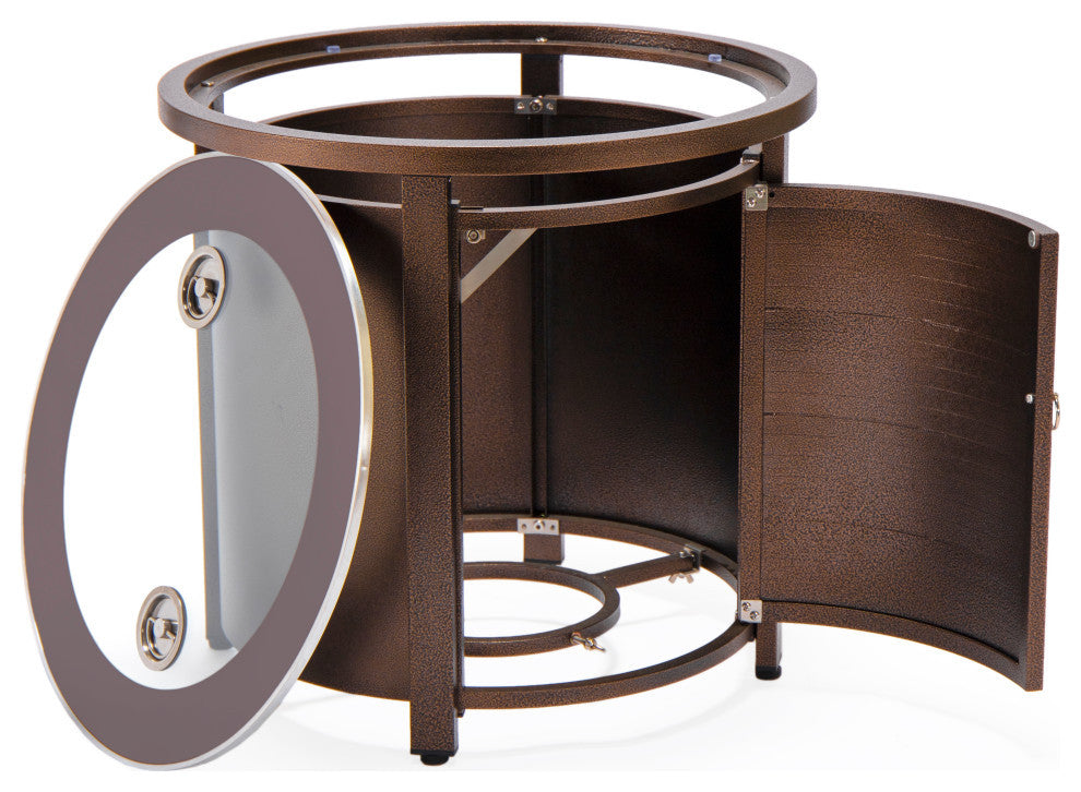 LeisureMod Walbrooke Patio Conversation Set With Fire Pit Table, Red