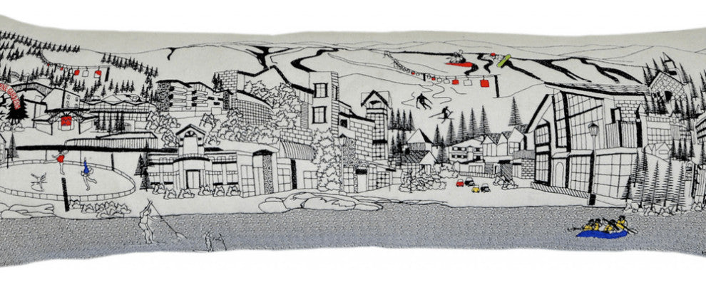46" White Vail Daylight Skyline Lumbar Decorative Pillow
