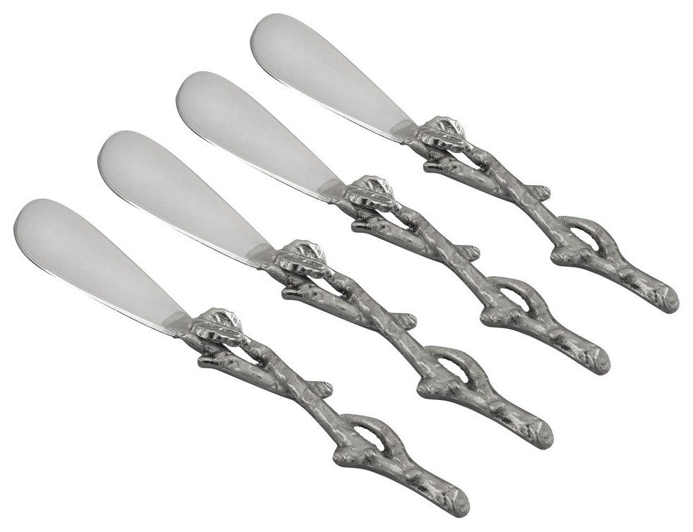 Elegance Sparkle Silver Leaf  Pate Knives, Set of 4
