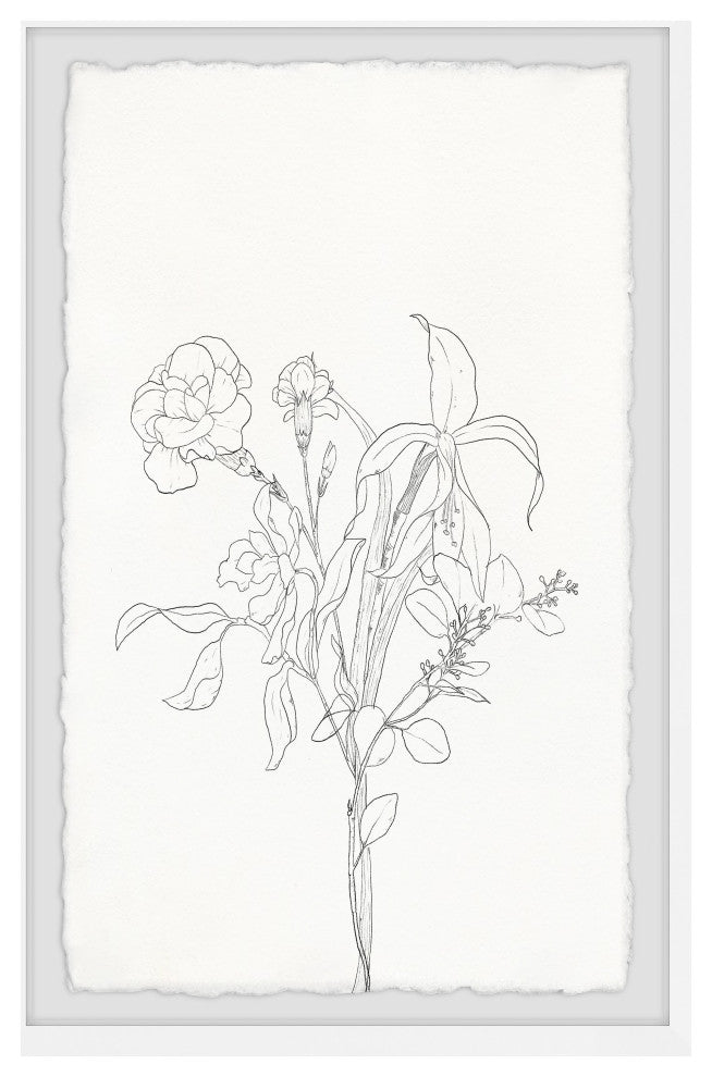 "Flower Outline" Framed Painting Print, 12x18