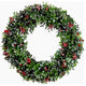 20" Frosted Faux Boxwood Wreath With Red Berries