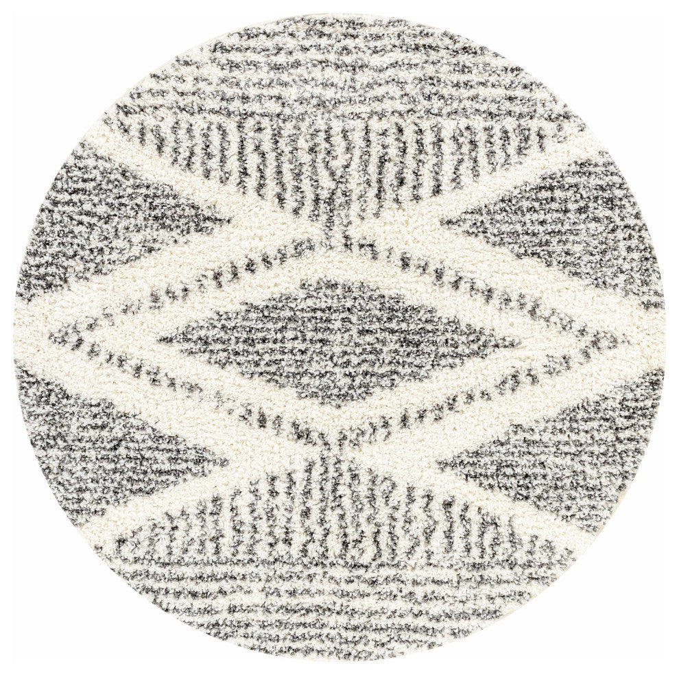 Hauteloom Trunding Area Rug, Charcoal/Cream, 7'10" Round