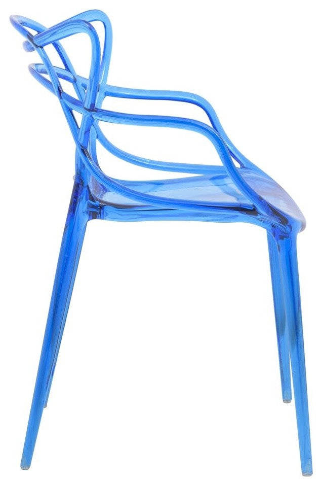 LeisureMod Milan Modern Wire Design Chair, Blue, Set of 2