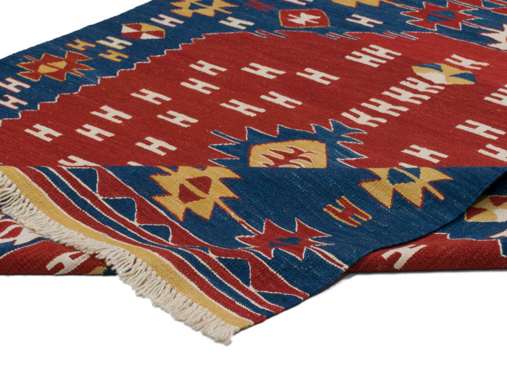 New Handwoven Turkish Kilim Rug 4' 6" x 5' 7", 54 in. x 67 in.