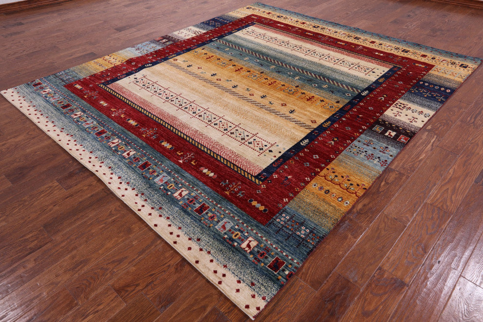 8' 2" X 9' 7" Tribal Persian Gabbeh Handmade Rug Q5546