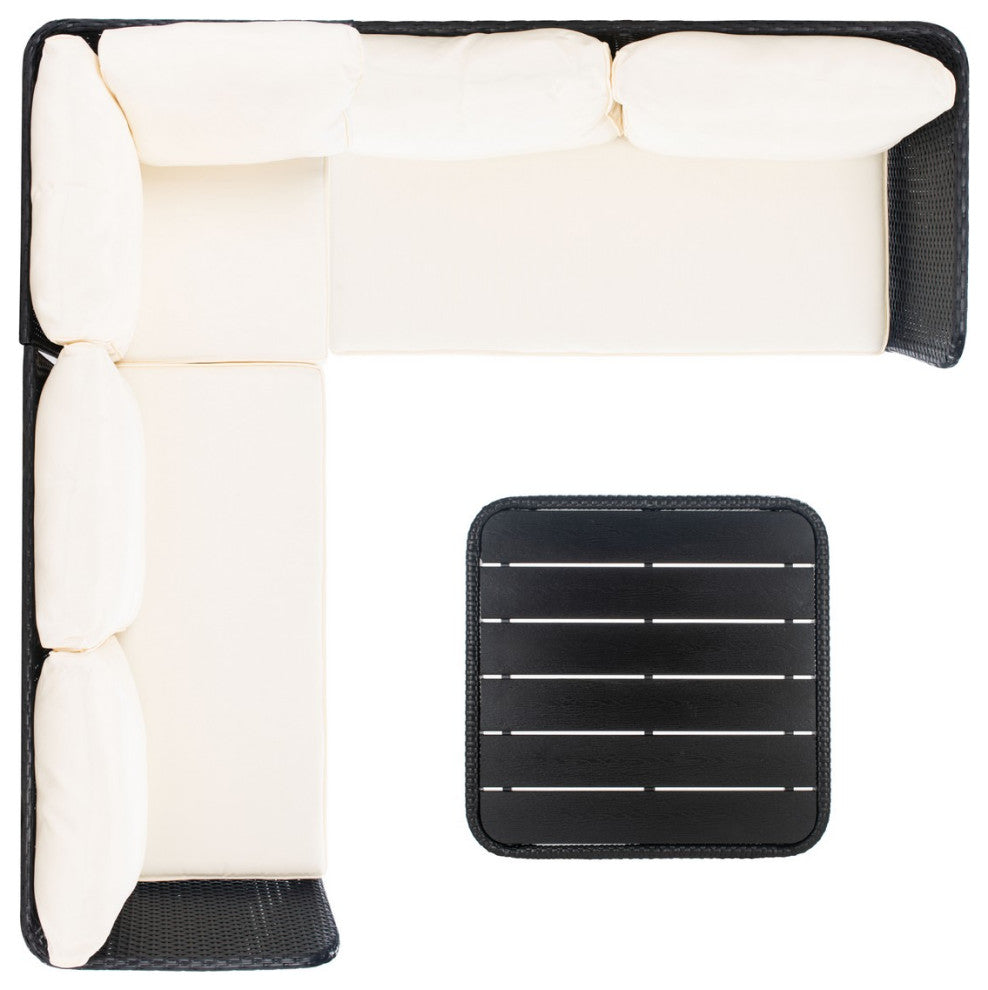 Safavieh Serson 4 Piece Sofa Set, Black/Beige