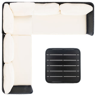 Safavieh Serson 4 Piece Sofa Set, Black/Beige