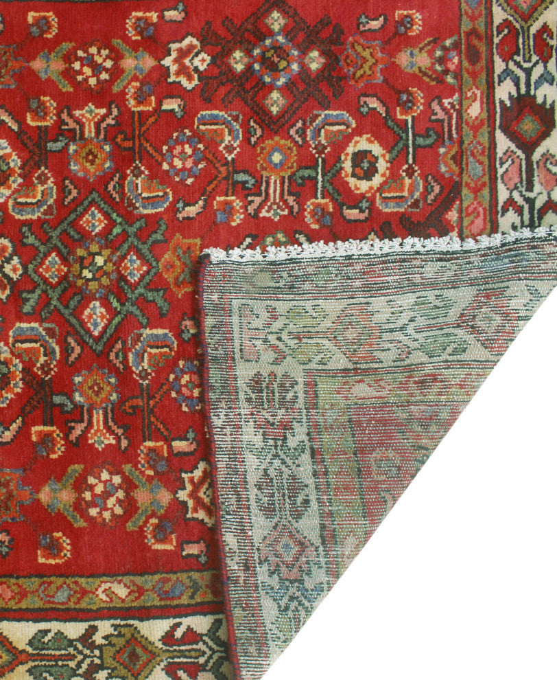 Fine Vintage Distressed Will Red/Beige Runner, 3'4x14'3
