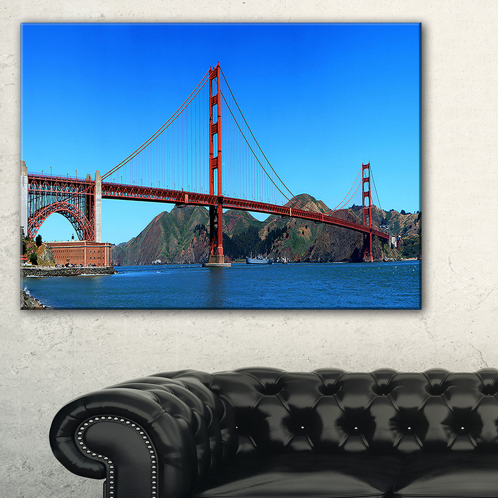 "Golden Gate Bridge Under Blue Sky" Canvas Print32"x16"