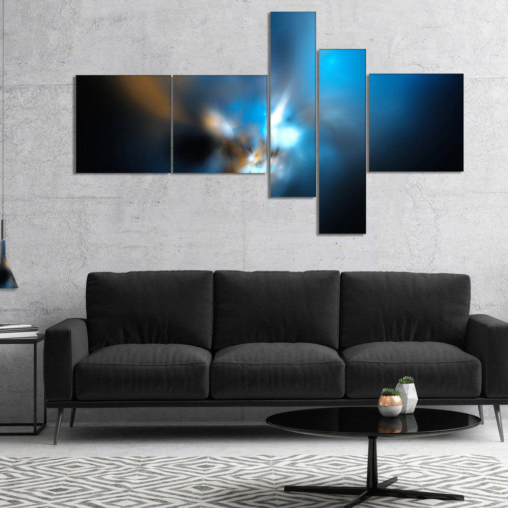 Mystic Green Fractal, Abstract Wall Art Canvas, 60"x32", 5 panels