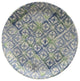 Blue and Green Cross and Flower Round Terracotta Dessert Plate, 6.5"
