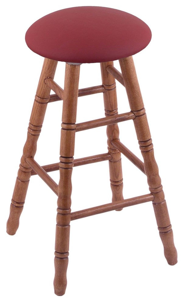Holland Bar Stool, Oak Round Cushion Counter Stool, Turned Legs