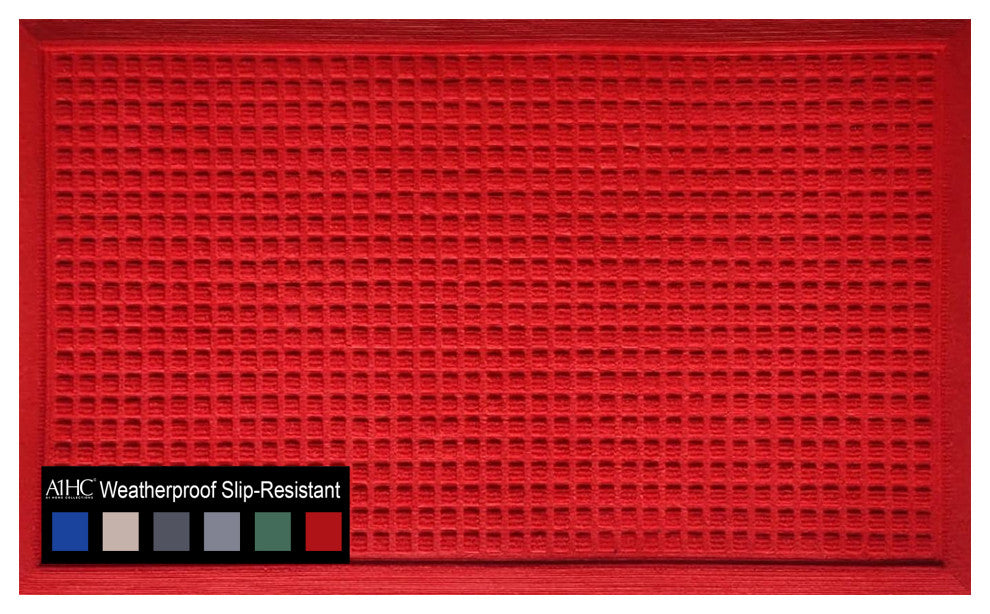 A1HC Superior Absorbant Polypropylene Doormat, Red Waffle, 18"x30"
