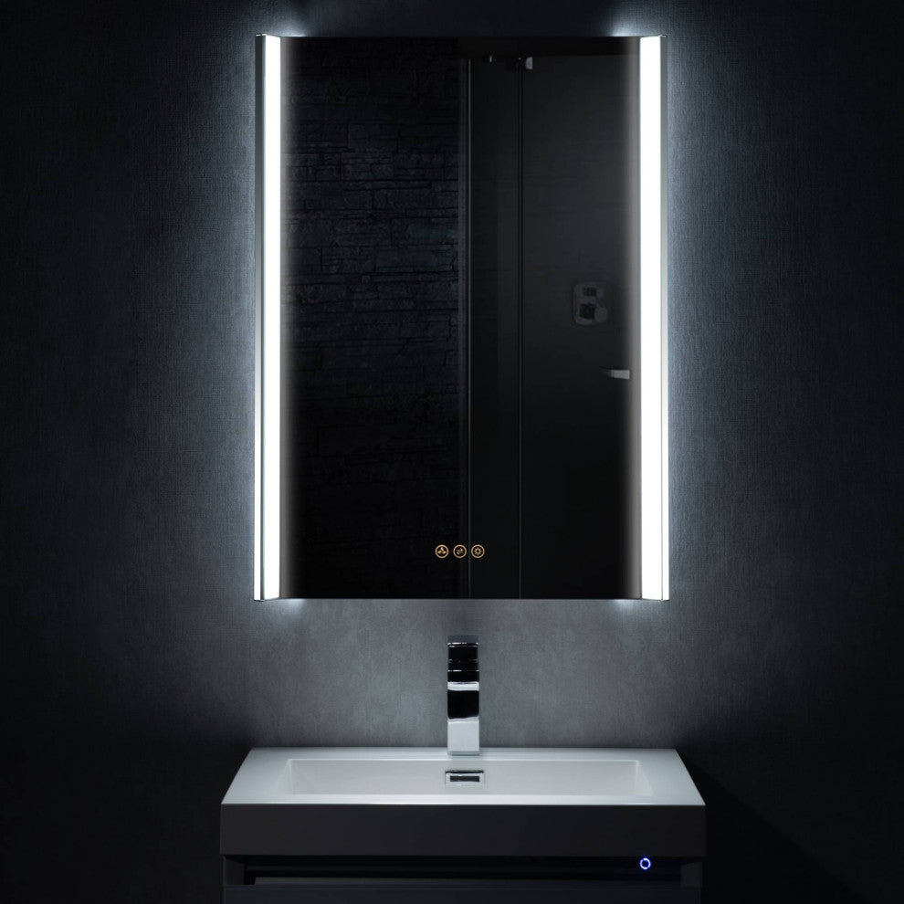 LED Antifog Bathroom Mirror, Dimmer, Adjustable Color, Chrome, 24x32