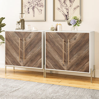 Set of 2 Accent Chests with Doors & Shelves, Rustic Oak