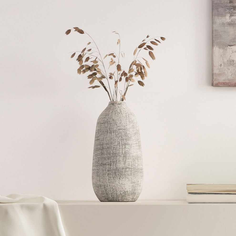 Safavieh Oia 10.75" Ceramic Vase, Grey/White Washed