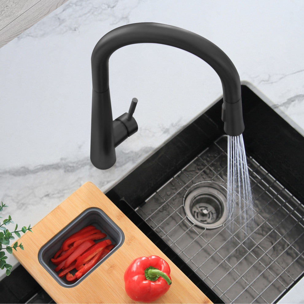 STYLISH Kitchen Sink Faucet Single Handle Pull Down Dual Mode Stainless Steel
