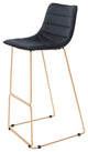 Bar Stool Chair Barstool, Set of 2, Steel Metal, Fabric, Black, Gold, Cafe