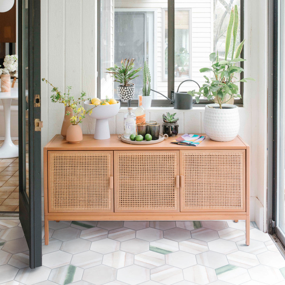 Matter Hex Canvas Bone Green Porcelain Floor and Wall Tile