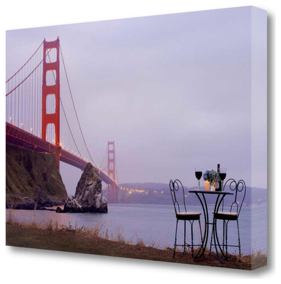 Bistro Caf" For Two Golden Gate Bridge 3 Giclee Wrap Canvas Wall Art