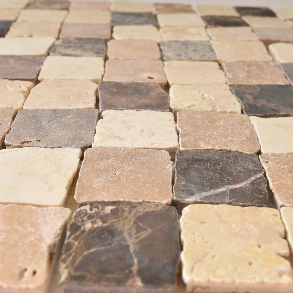 Marble Mosaic Tile, Rabat Collection, Plaza, Square, Tumbled, Sample