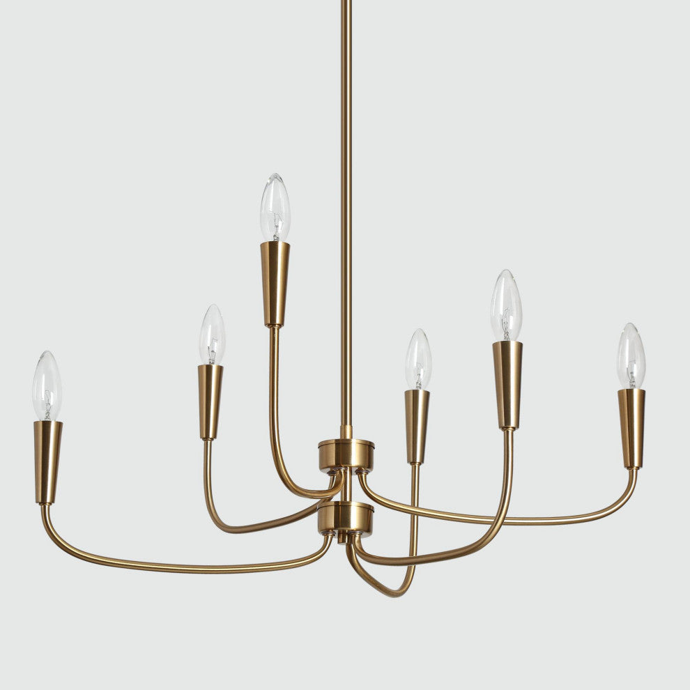 LNC 6-Light Polished Gold Candle Modern/Contemporary LED Indoor Chandelier