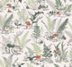 Mushroom Garden Toile Red and Green Wallpaper