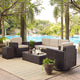 Palm Harbor 5-Piece Outdoor Wicker Sofa Conversation Set, Cushions Sand