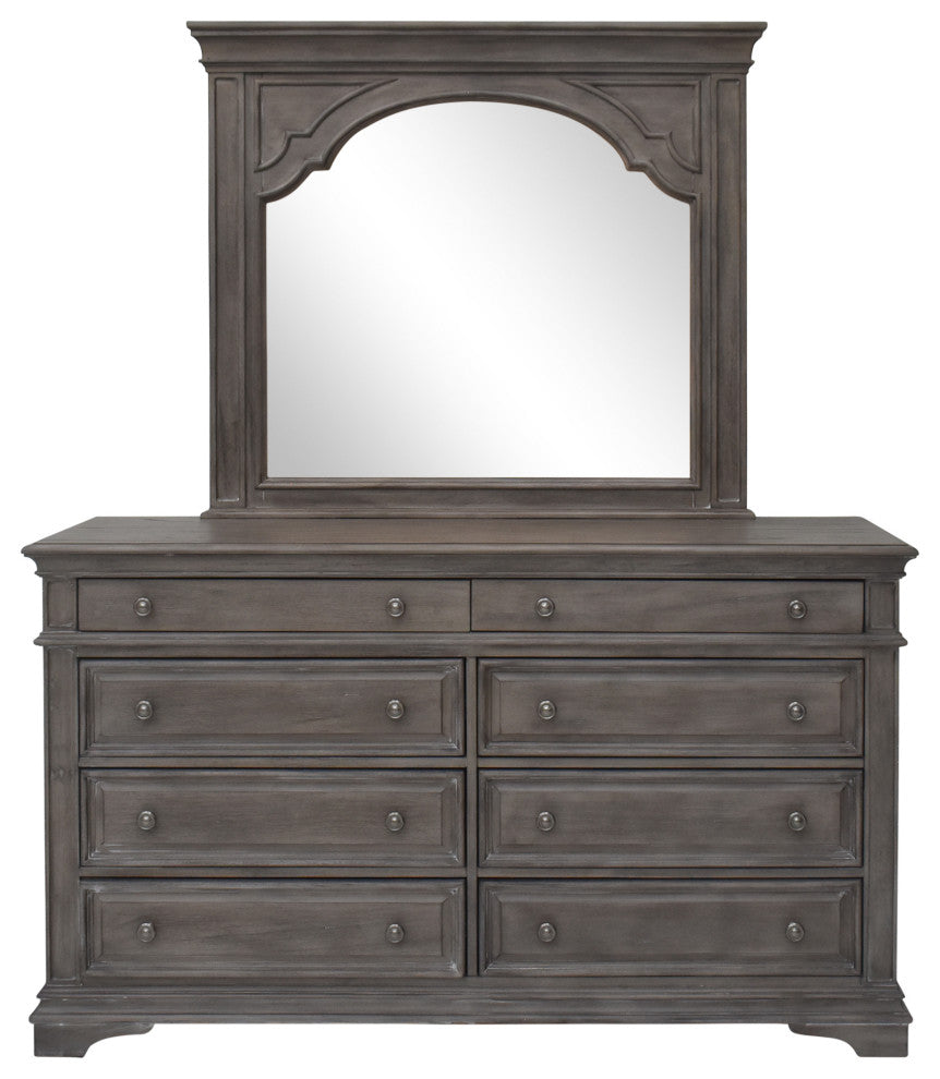 Highland Park Dresser, Distressed Driftwood, With Mirror