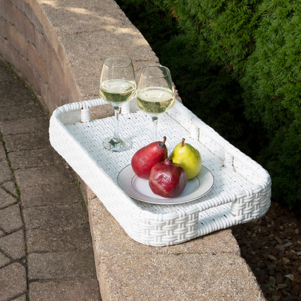 Lifestyle usage image outdoors featuring the tray setup.