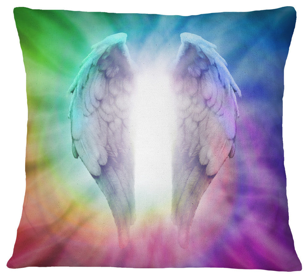 Angel Wings On Rainbow Background Abstract Throw Pillow, 18"x18"