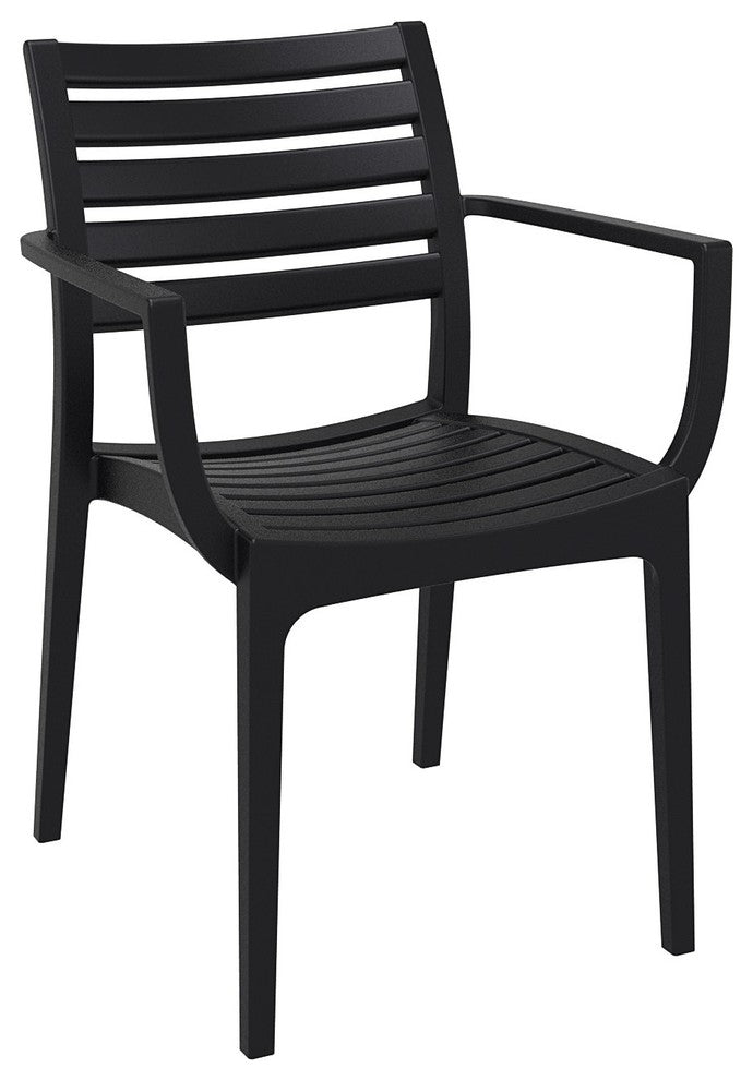 Artemis Outdoor Dining Arm Chair, Set of 2, Black