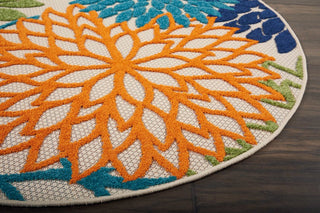 Nourison Aloha 4' x Round Multicolor Tropical Area Rug