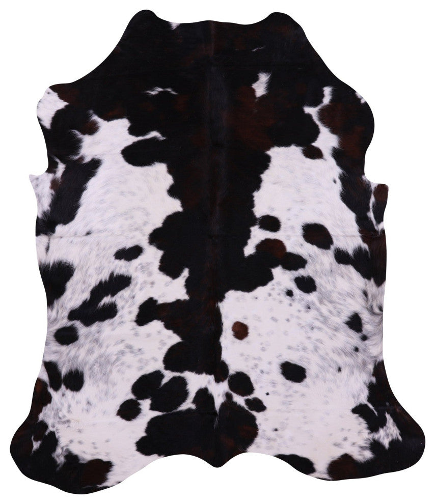 7' 0" X 6' 1" Black and White Natural Cowhide Rug C1676