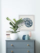 "Shell in Blue" Framed Painting Print, 32"x32"