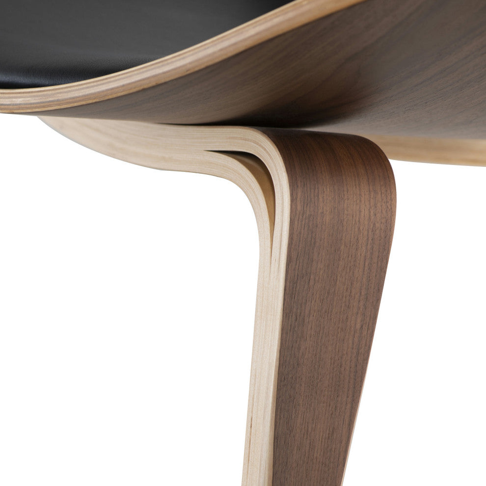 Artemis Lounge Chair in Black Leather and American Walnut Frame