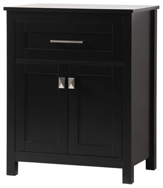24" Wide Bathroom Storage Freestanding Cabinet, Black