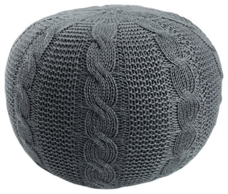 Vibe by Millie Solid Gray Round Pouf