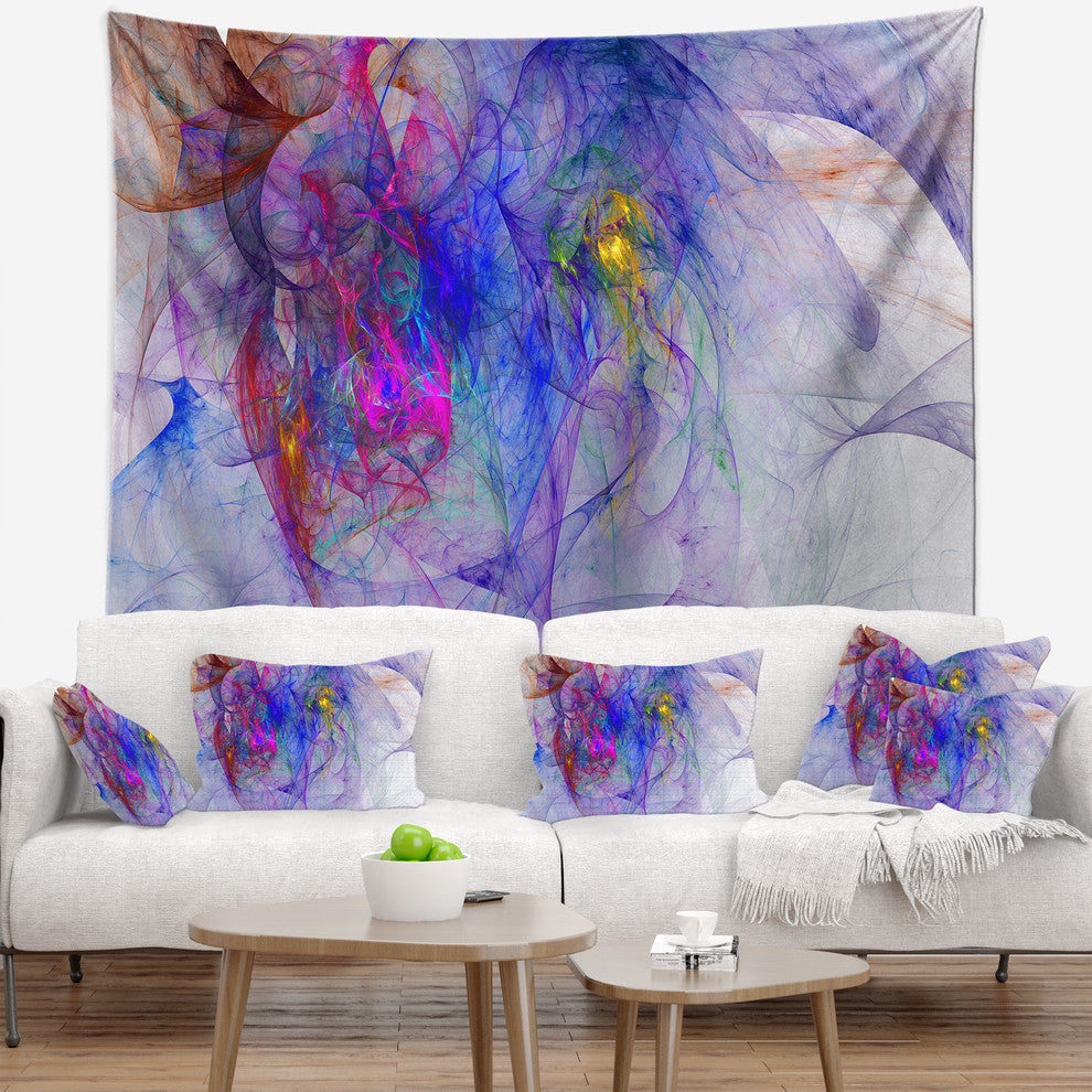 Blue Mystic Psychedelic Texture Abstract Wall Tapestry, 80"x68"