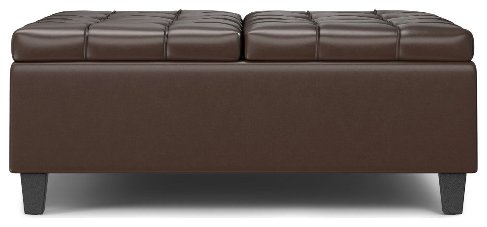Harrison Large Square Coffee Table Storage Ottoman, Chocolate Brown