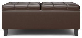 Harrison Large Square Coffee Table Storage Ottoman, Chocolate Brown