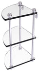 Three-Tier Corner Glass Shelf, Polished Chrome