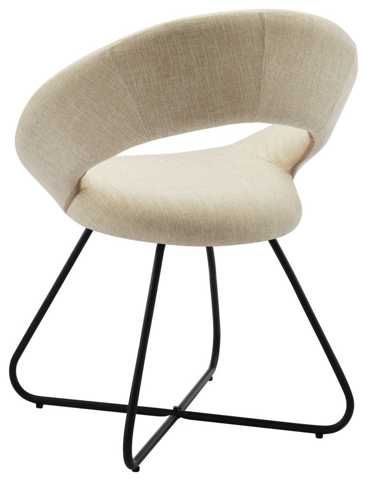 Dining Chair, Set of 2, Beige Black, Fabric, Modern, Cafe Bistro Hospitality