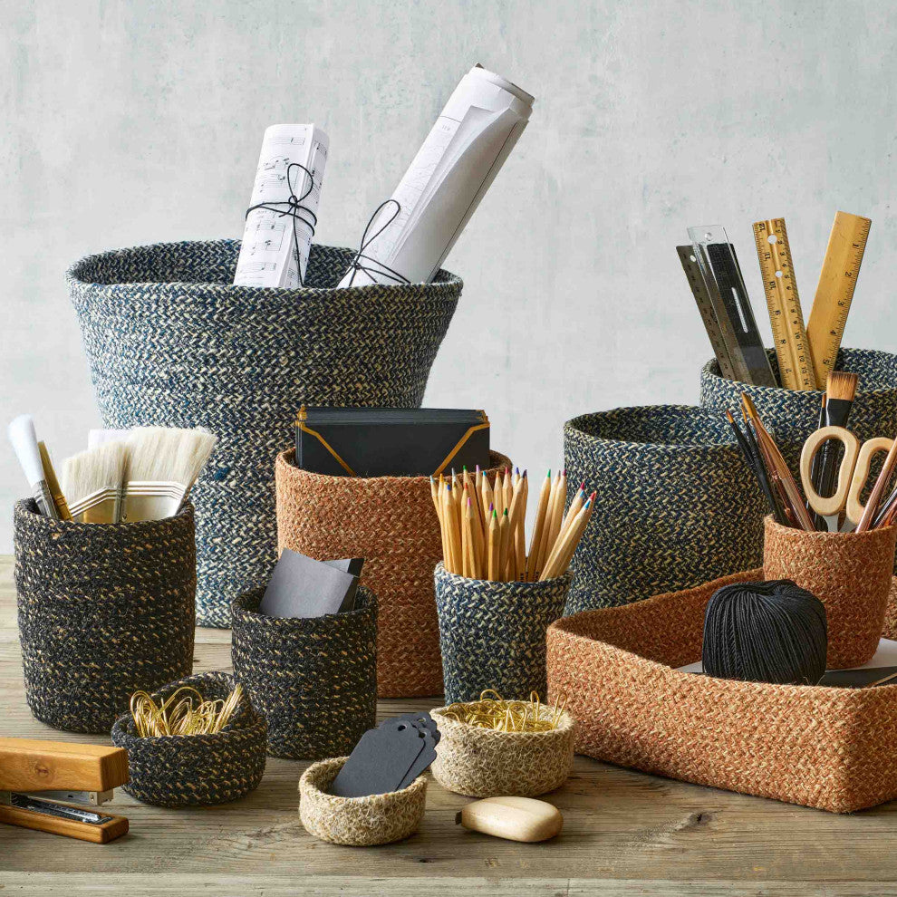 Melia Cachepot Woven Jute Basket Set of 4, Indigo