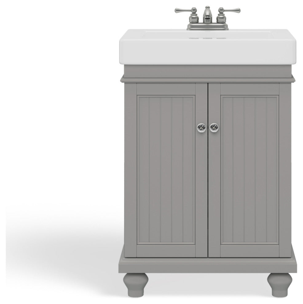 The Monroe Bathroom Vanity, Single Sink, 24", Gray, Freestanding
