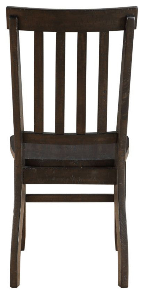 Set of 2 Wood Side Chair, Rustic Walnut Finish