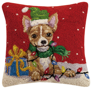 Holiday Brown Chihuahua Hook Pillow