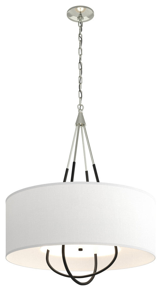 Loop Pendant, Sterling Finish, Black Accents, Natural Anna Shade